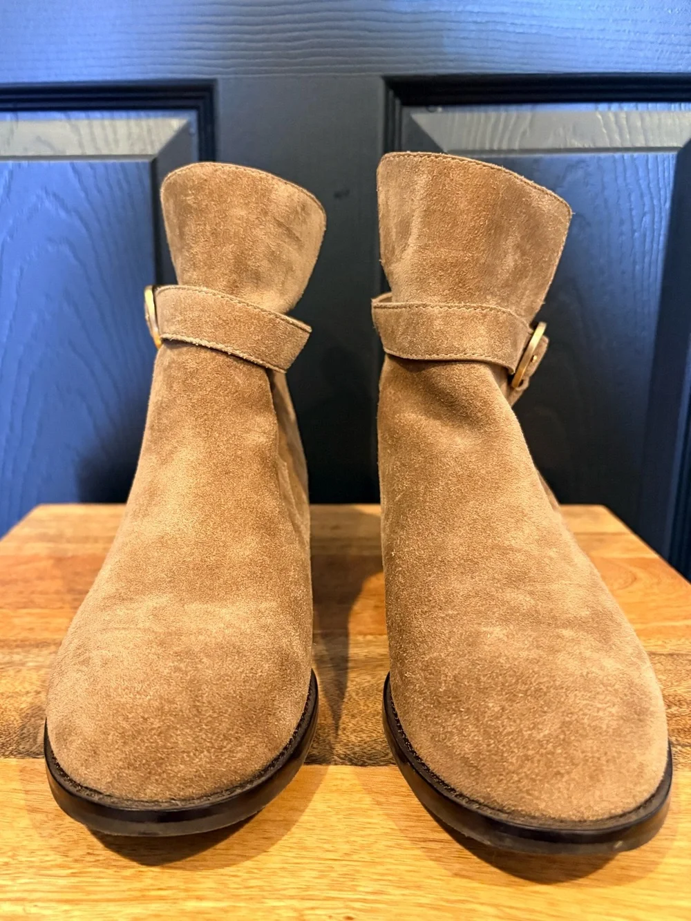 Tory Burch Brooke Ankle Suede Bootie Boots River Rock Brown 8